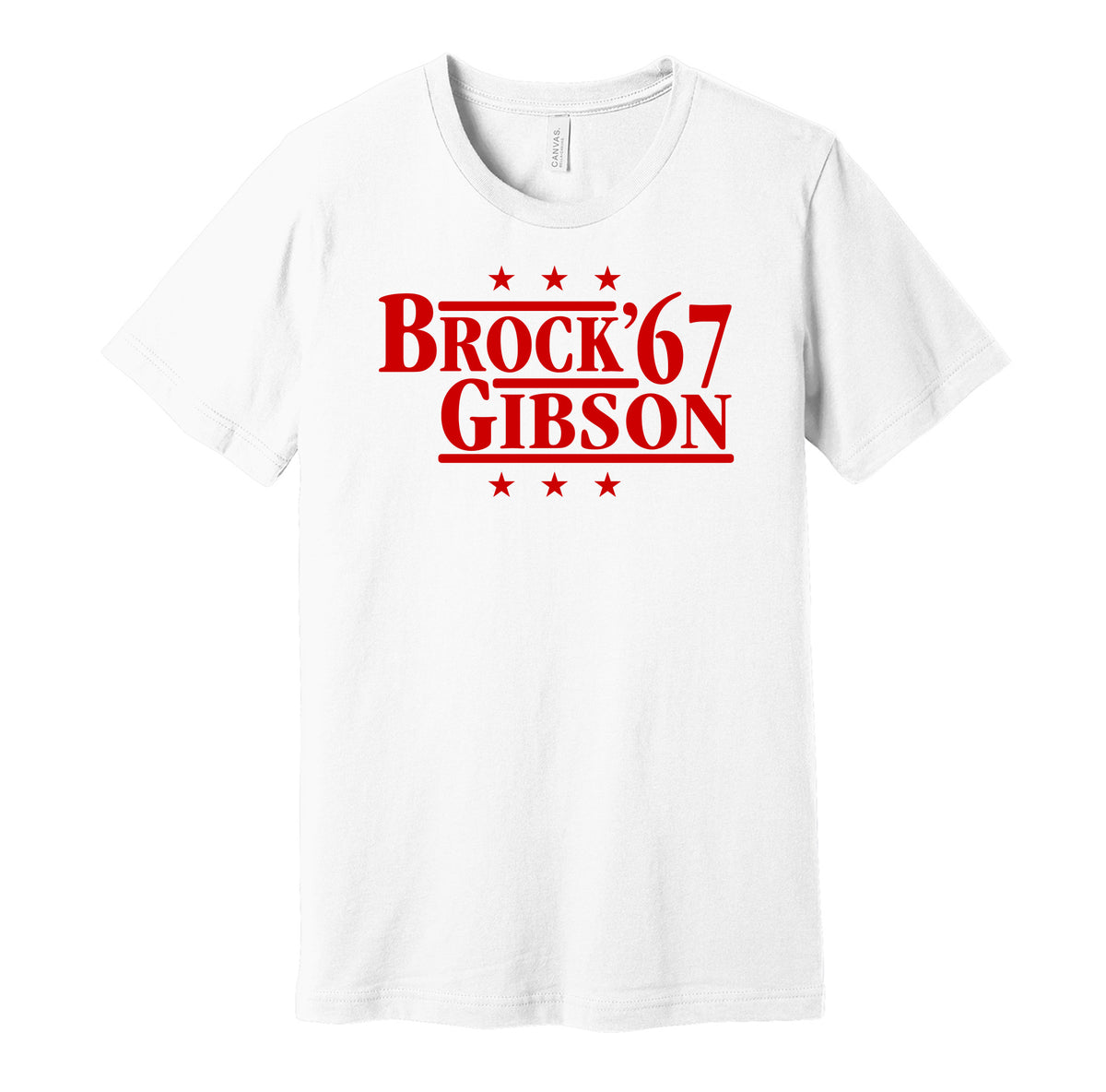 Brock & Gibson '67 - St. Louis Missouri Legends Political Campaign Parody T-Shirt - Hyper Than Hype Shirts S / Red Shirt