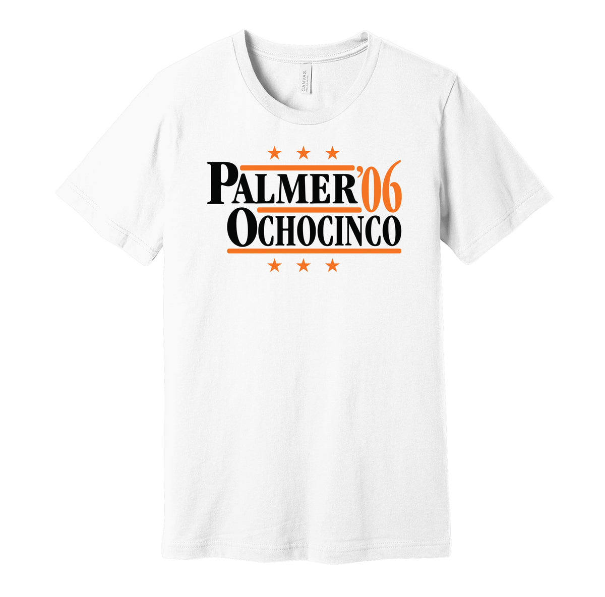 Palmer & Ochocinco '06 - Cincinnati Football Legends Political Campaign Parody T-Shirt - Hyper Than Hype Shirts M / Orange Shirt