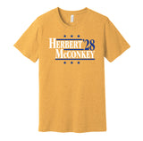 justin herbert ladd mcconkey for president 2028 los angeles chargers fan parody gold shirt