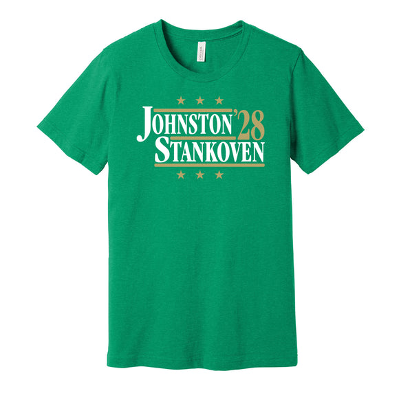 johnston stankoven '28 for president 2028 dallas stars fan election parody green shirt