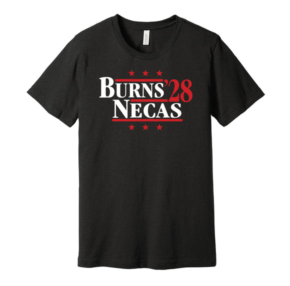 brent burns martin necas for president 2028 carolina hurricanes fan election parody black shirt