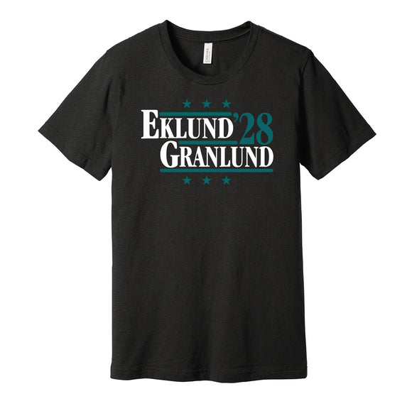 eklund granlund '28 for president 2028 san jose sharks fan election parody black shirt