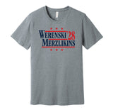 werenski merzlikins for president 2028 columbus blue jackets fan election parody grey shirt