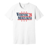 werenski merzlikins for president 2028 columbus blue jackets fan election parody white shirt