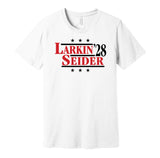 larkin seider '28 for president 2028 detroit red wings fan election parody white shirt