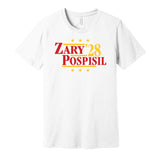 connor zary pospisil for president 2028 calgary flames fan election parody white shirt