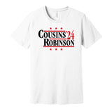 kirk cousins bijan robinson for president 2024 atl atlanta falcons fan throwback white shirt