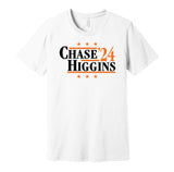 jamarr chase tee higgins for president 2024 cincinnati bengals fan throwback white shirt