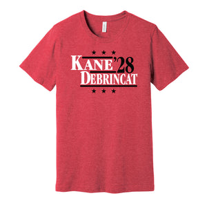 kane debrincat '28 for president 2028 detroit red wings fan election parody red shirt