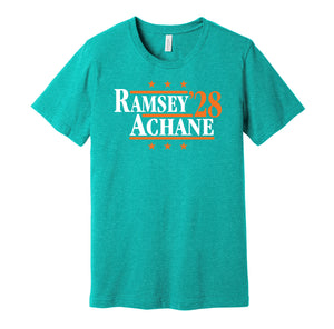 jalen ramsey de'von achane for president 2028 miami dolphins fan election parody teal shirt