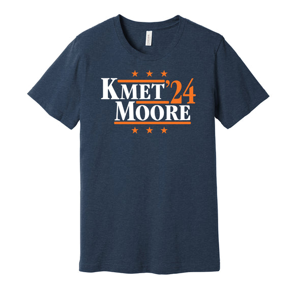 cole kmet dj moore for president 2024 chicago bears fan throwback retro blue shirt