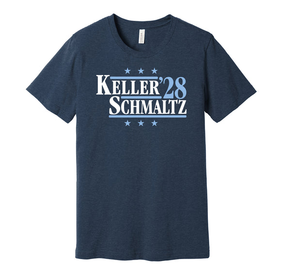 keller schmaltz '28 for president 2028 utah hockey club fan election parody navy shirt