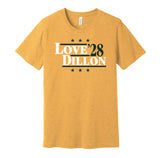 jordan love aj dillon for president 2028 green bay packers fan parody gold shirt