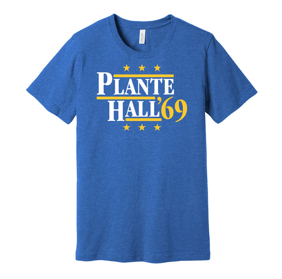 jacques plante glenn hall goalies goaltender st louis blues blue fan shirt