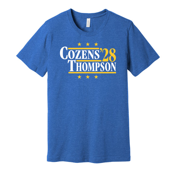 cozens thompson '28 for president 2028 buffalo sabres fan election parody blue shirt 