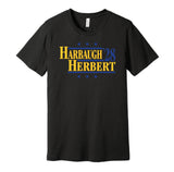 coach jim harbaugh justin herbert for president 2028 los angeles chargers fan parody black shirt