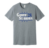 jared goff amon ra st brown for president 2028 detroit lions fan parody grey shirt