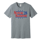 Suzuki & Slafkovsky '28 - Montreal Hockey Campaign Parody T-Shirt - Hyper Than Hype Shirts