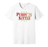 brock purdy george kittle for president 2028 san francisco 49ers fan parody white shirt