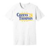 cozens thompson '28 for president 2028 buffalo sabres fan election parody white shirt 