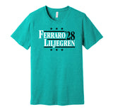 ferraro liljegren '28 for president 2028 san jose sharks fan election parody teal shirt