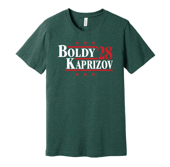 boldy kaprizov '28 for president 2028 minnesota wild fan election parody green shirt