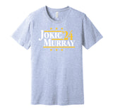 nikola jokic jamal murray for president denver nuggets champions 2024 blue shirt