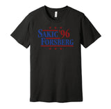 joe sakis peter forsberg for president 1996 colorado avalanche fan election parody black shirt