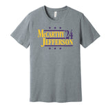 jj mccarthy justin jefferson for president 2024 minnesota vikings fan grey shirt