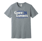 jared goff sam laporta for president 2028 detroit lions fan parody grey shirt