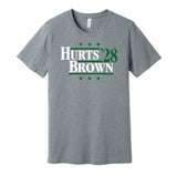 jalen hurts aj brown fro president 2028 philadelphia eagles fan parody grey shirt