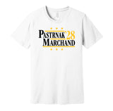 pastrnak marchand for president 2028 boston bruins fan election parody white shirt