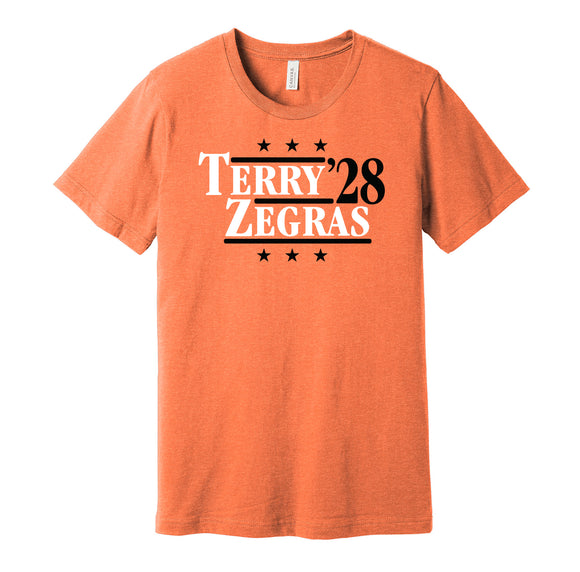 troy terry trevor zegras for president 2028 anaheim ducks fan election parody orange shirt