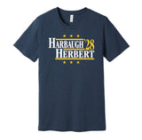 coach jim harbaugh justin herbert for president 2028 los angeles chargers fan parody navy shirt