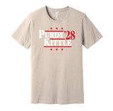 brock purdy george kittle for president 2028 san francisco 49ers fan parody tan shirt