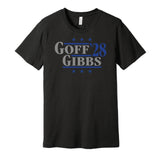 jared goff jahmyr gibbs for president 2028 detroit lions fan parody black shirt