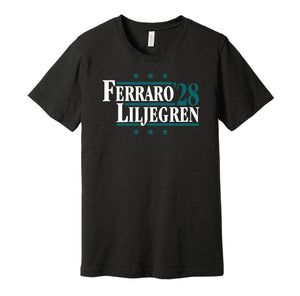 ferraro liljegren '28 for president 2028 san jose sharks fan election parody black shirt