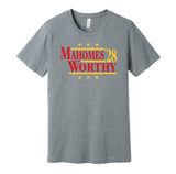 patrick mahomes xavier worthy for president 2028 kansas city chiefs fan parody grey shirt