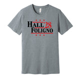 hall foligno for president 2028 chicago blackhawks fan election parody grey shirt