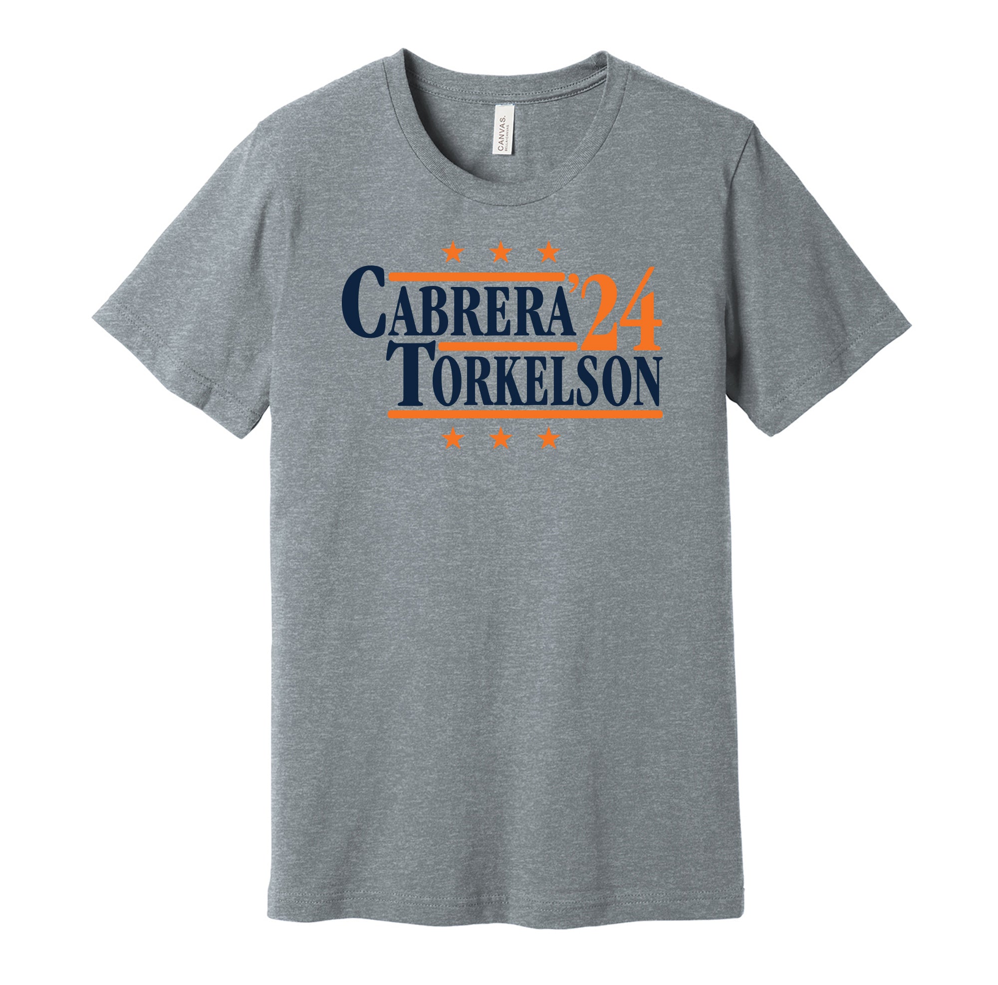 Cabrera & Torkelson '24 - Detroit Baseball Political Campaign Parody T-Shirt - Hyper Than Hype Shirts S / Grey Shirt