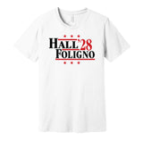 hall foligno for president 2028 chicago blackhawks fan election parody white shirt