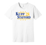 cooper kupp matthew stafford for president 2028 los angeles rams fan parody white shirt