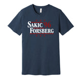 joe sakis peter forsberg for president 1996 colorado avalanche fan election parody navy shirt