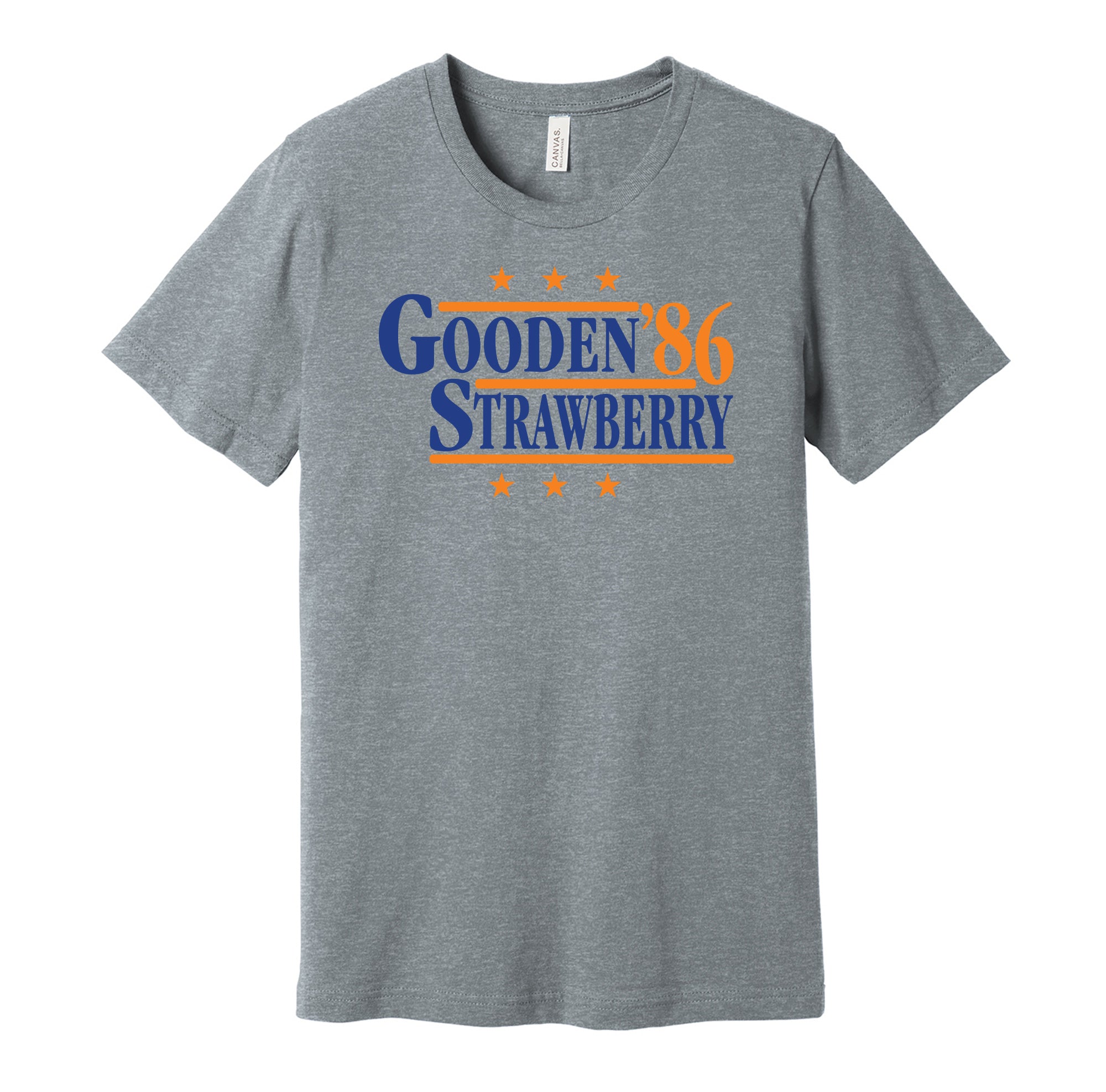 Gooden & Strawberry '86 - New York Baseball Legends Political Campaign Parody T-Shirt - Hyper Than Hype Shirts L / Grey Shirt