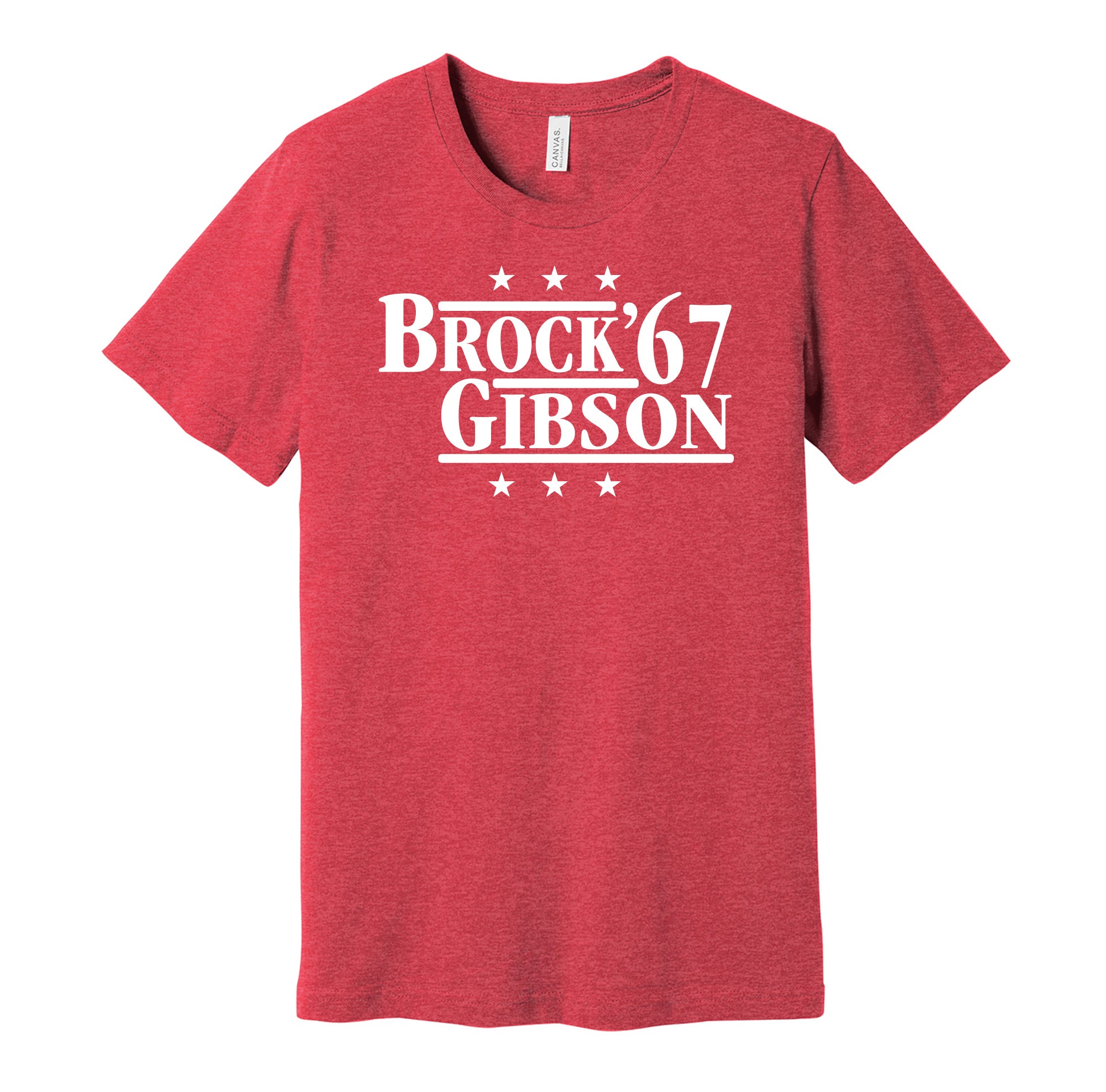 Brock & Gibson '67 - St. Louis Missouri Legends Political Campaign Parody T-Shirt - Hyper Than Hype Shirts S / Red Shirt