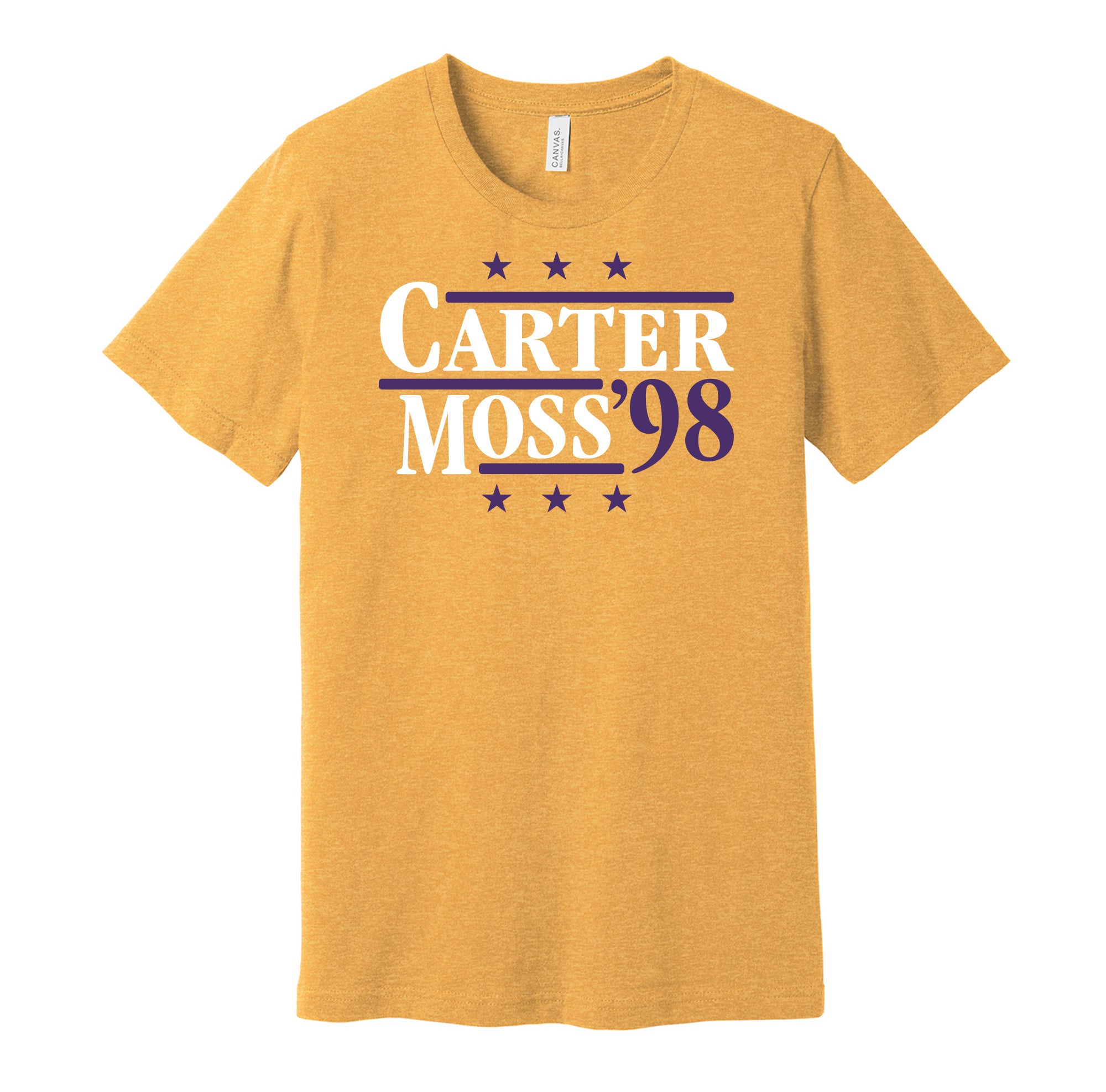 Carter & Moss '98 - Minnesota Legends Political Campaign Parody T-Shirt - Hyper Than Hype Shirts XL / Gold Shirt