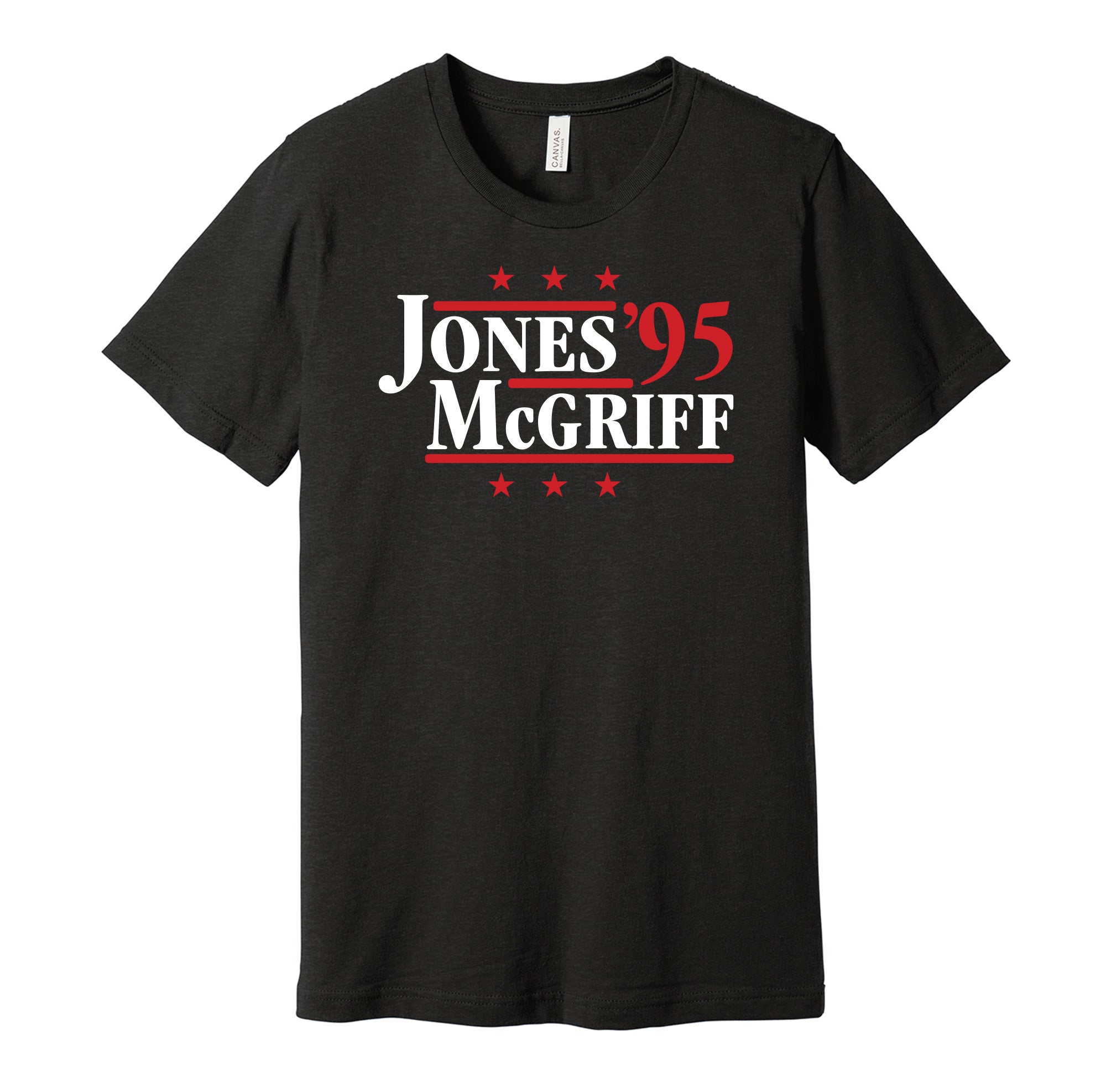 Jones & McGriff '95 - Atlanta Baseball Legends Political Campaign Parody T-Shirt - Hyper Than Hype Shirts M / White Shirt