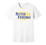 sutter federko blues 1984 retro throwback white tshirt