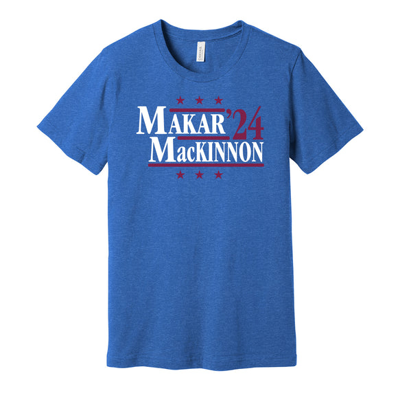 makar mackinnon for president 2024 colorado avalanche blue shirt