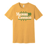 mark mcgwire jose canseco oakland as retro throwback gold tshirt